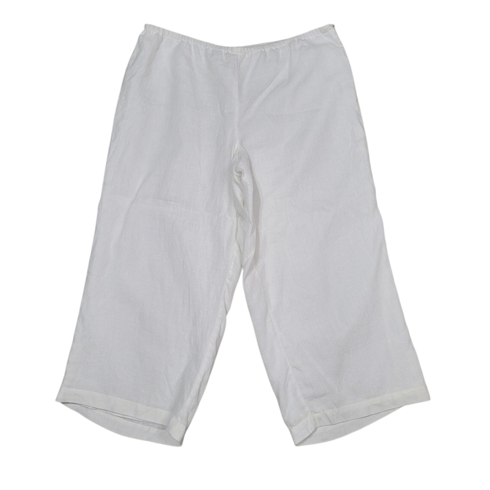 JM Collection Linen Fully Lined Capri Pants Women's Size 14 White Beachy Coastal